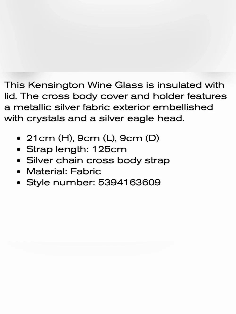 Kurt Geiger Wearable Wine Goblet/Insulated/lidded/Crystal Laden Cover +Dust Bag